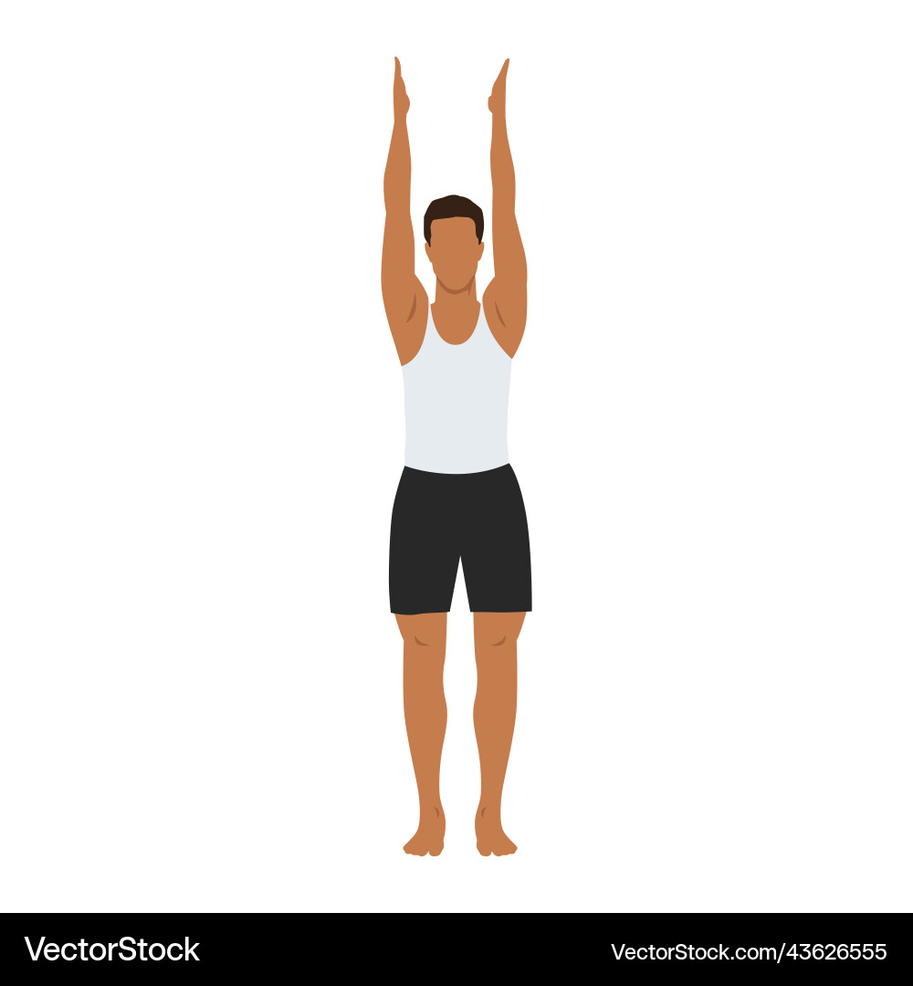 Man doing upward salute pose urdhva hastasana vector image