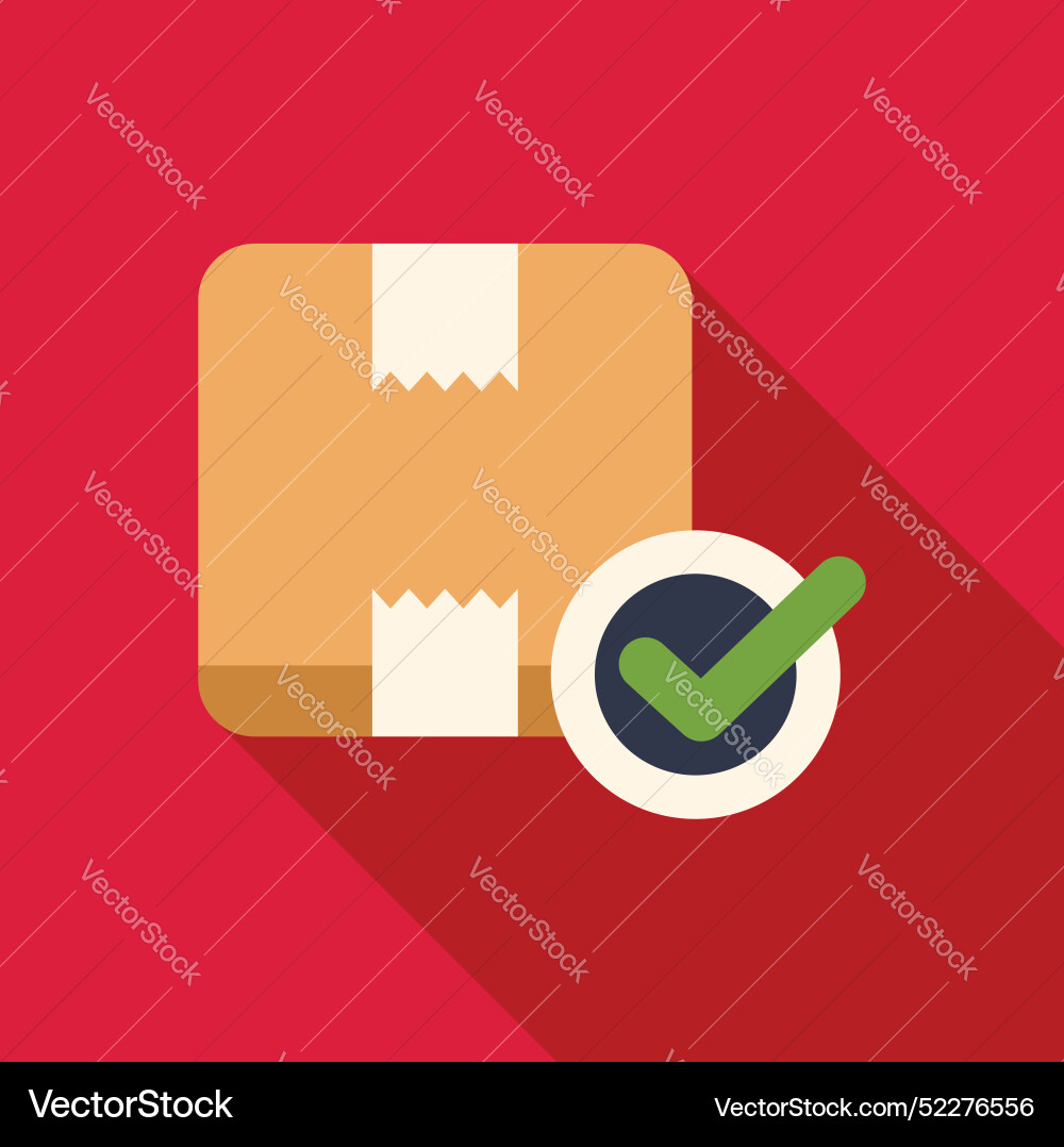 Cardboard box with checked symbol representing Cardboard box with checked symbol representing vector image