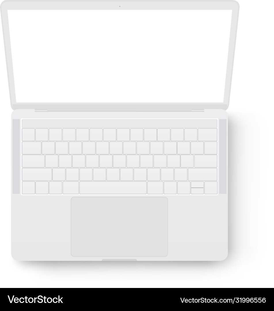Clay laptop computer mockup view from above Clay laptop computer mockup view from above vector image