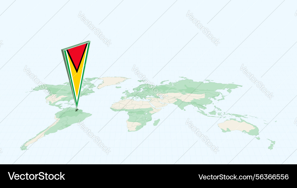 Highlighted guyana on global map with 3d flag Highlighted guyana on global map with 3d flag Vector Image