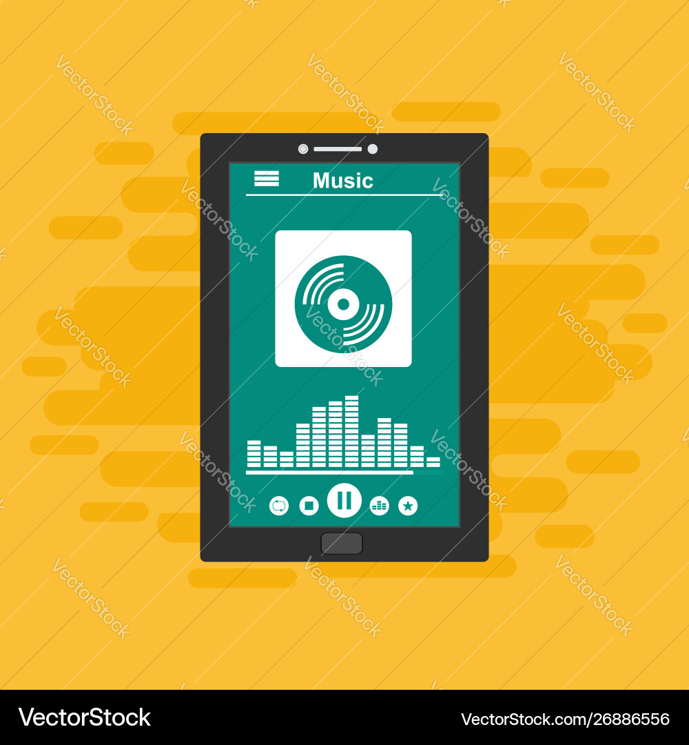 Media player application app template with flat Vector Image