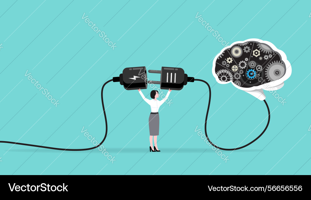 Turn on ai technology brain work Turn on ai technology brain work Vector Image