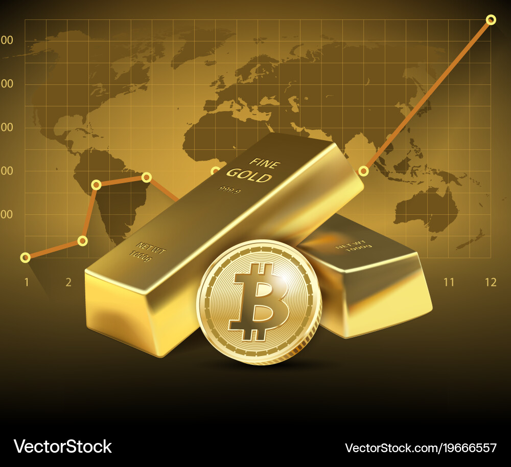 Bitcoin and Gold Finance – Royalty-Free Vector | VectorStock