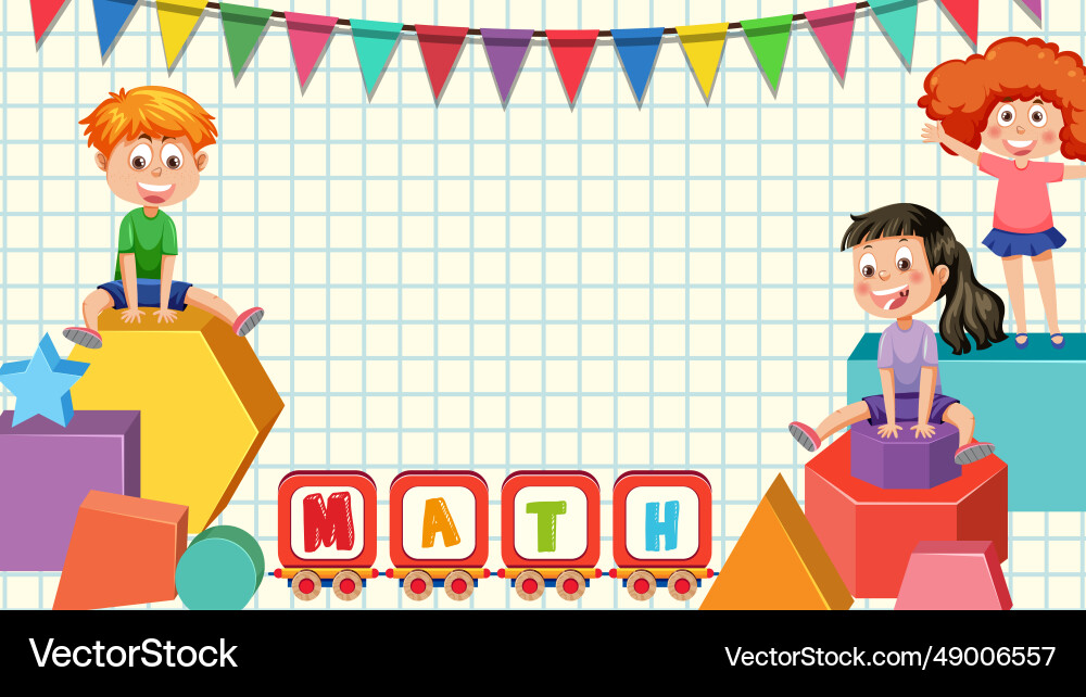 Children learning math shapes with notebook Vector Image