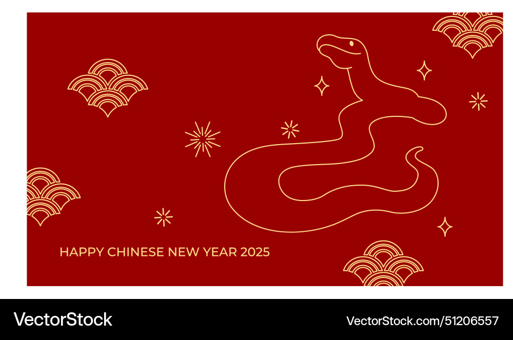 Chinese zodiac snake line art 2025 new year card Chinese zodiac snake line art 2025 new year card vector image