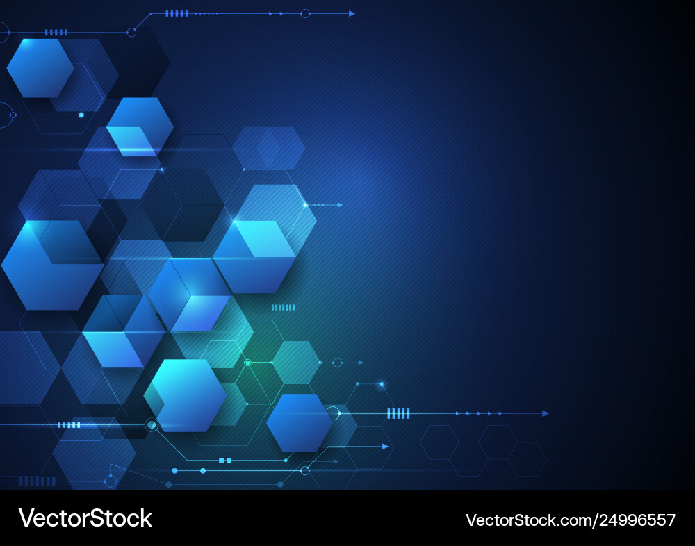 Circuit board and 3d paper hexagons background Circuit board and 3d paper hexagons background vector image