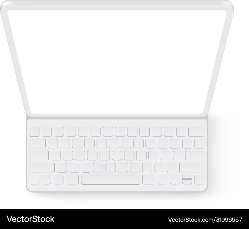 Clay tablet computer with keyboard mockup top view vector image