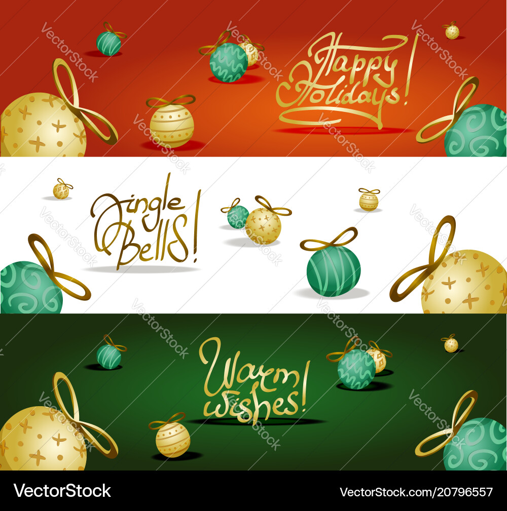 Collection of headers with xmas tree decoration Vector Image