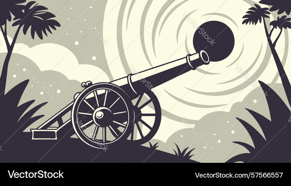 Dynamic cannon with bursting rays art design Vector Image