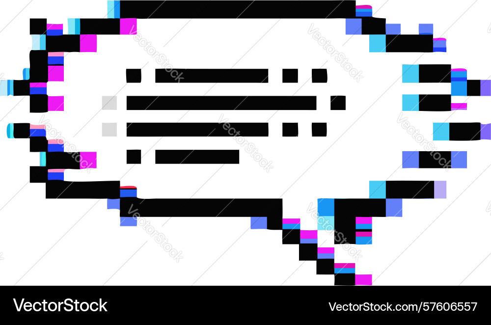 Dynamic pixelated speech bubble with glitch vector image