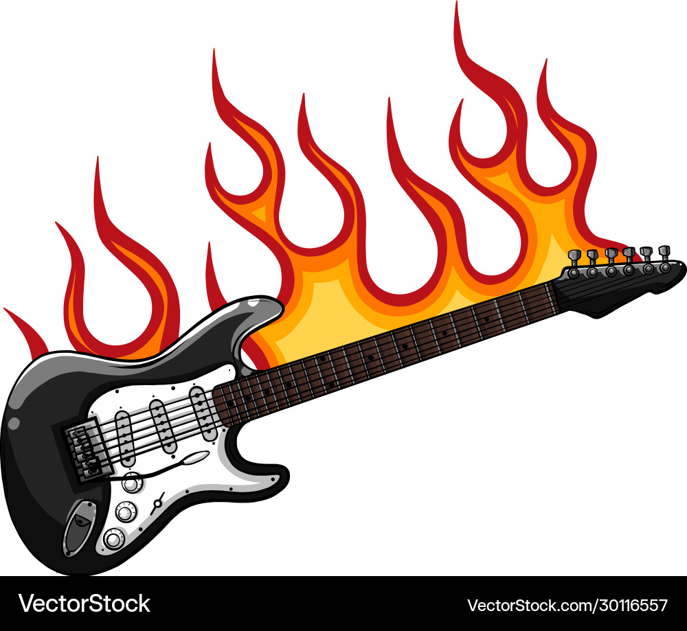 Fiery Rock Gitarre Logo vektorbild