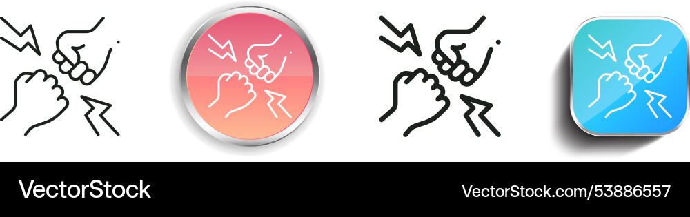 Fighting icon thin linear regular and button vector image