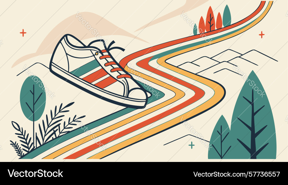 Jogging path through forest landscape running Vector Image