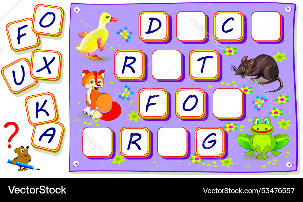 Logic puzzle game for kids with exercises Logic puzzle game for kids with exercises vector image