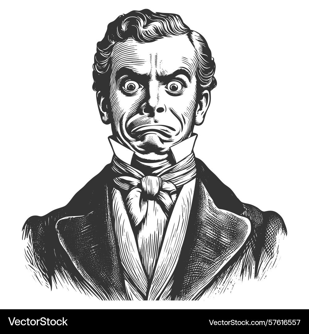 Man with comically displeased expression Man with comically displeased expression Vector Image