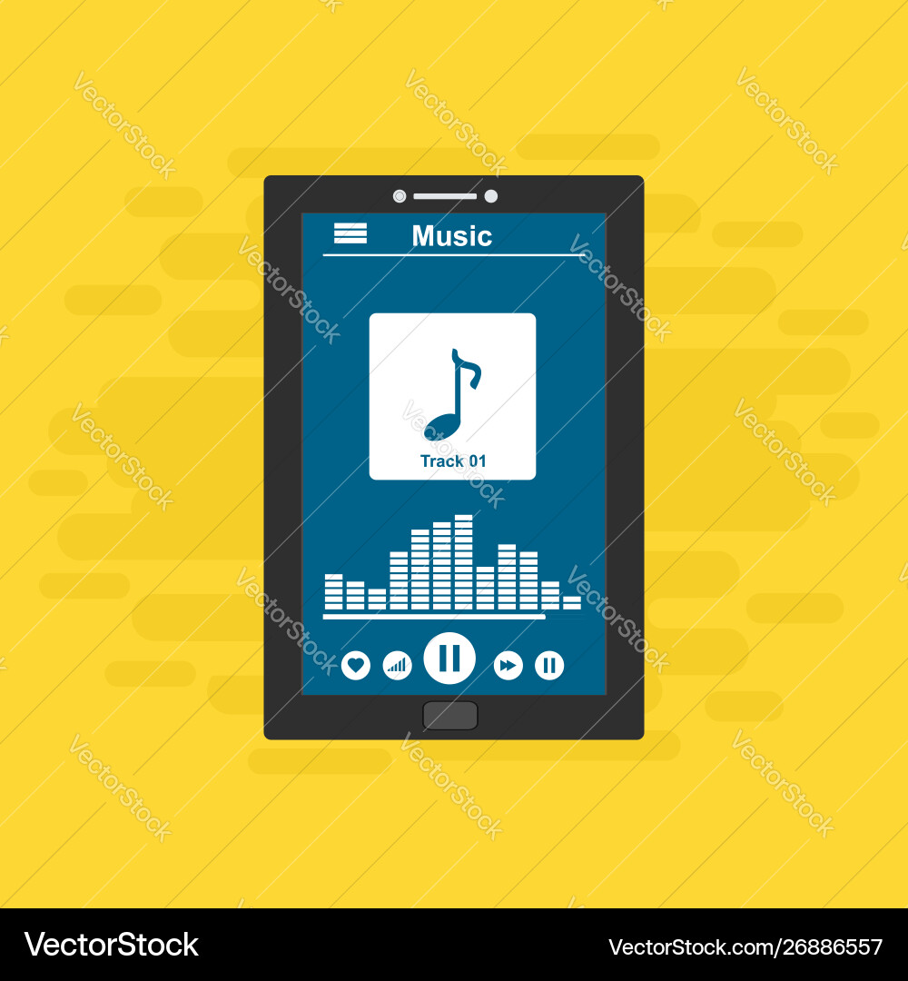 Media player application app template with flat Media player application app template with flat vector image