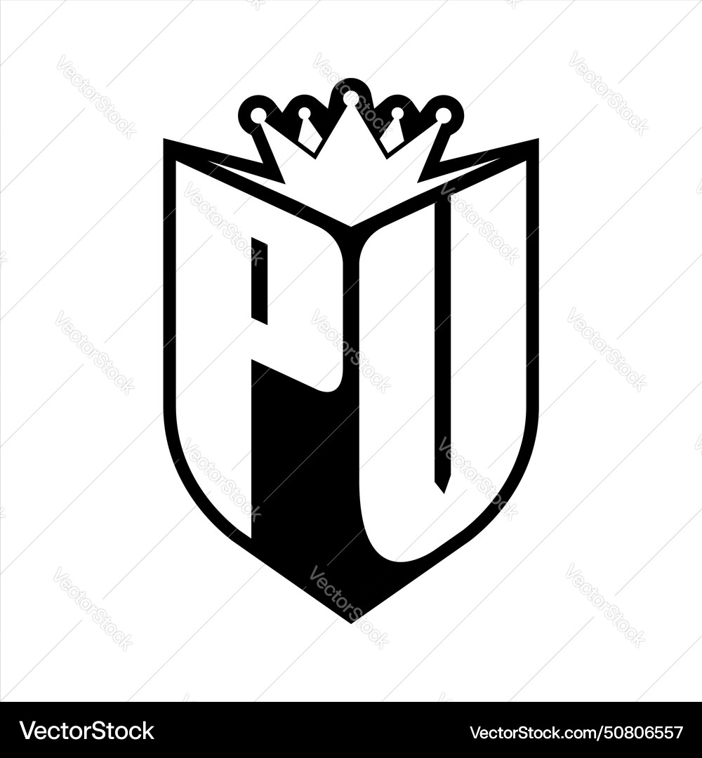 Pv letter bold monogram with shield shape Vector Image