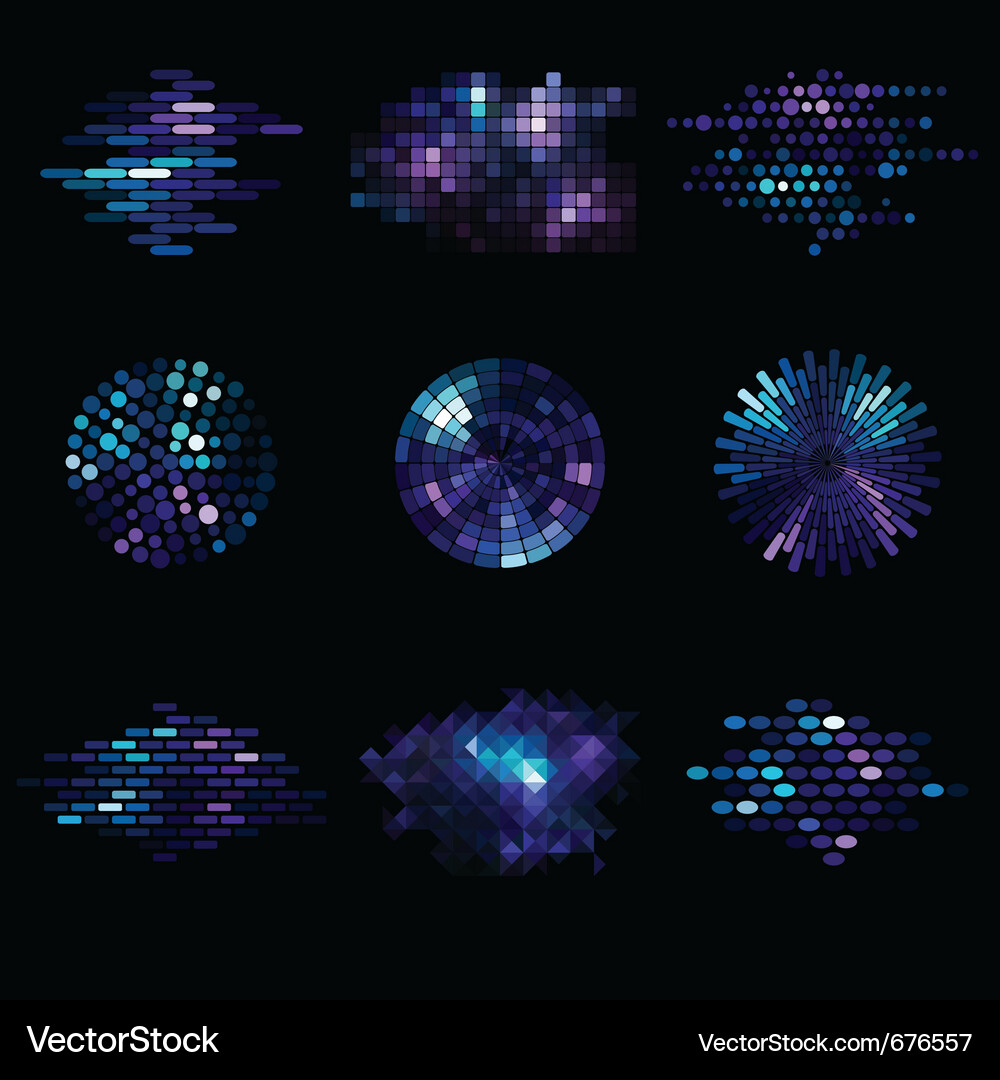 Set of shiny mosaic elements Vector Image