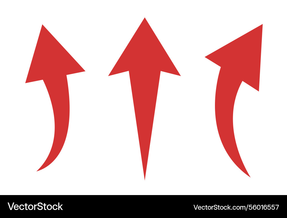 Simple red curved arrows pointers set flat vector image
