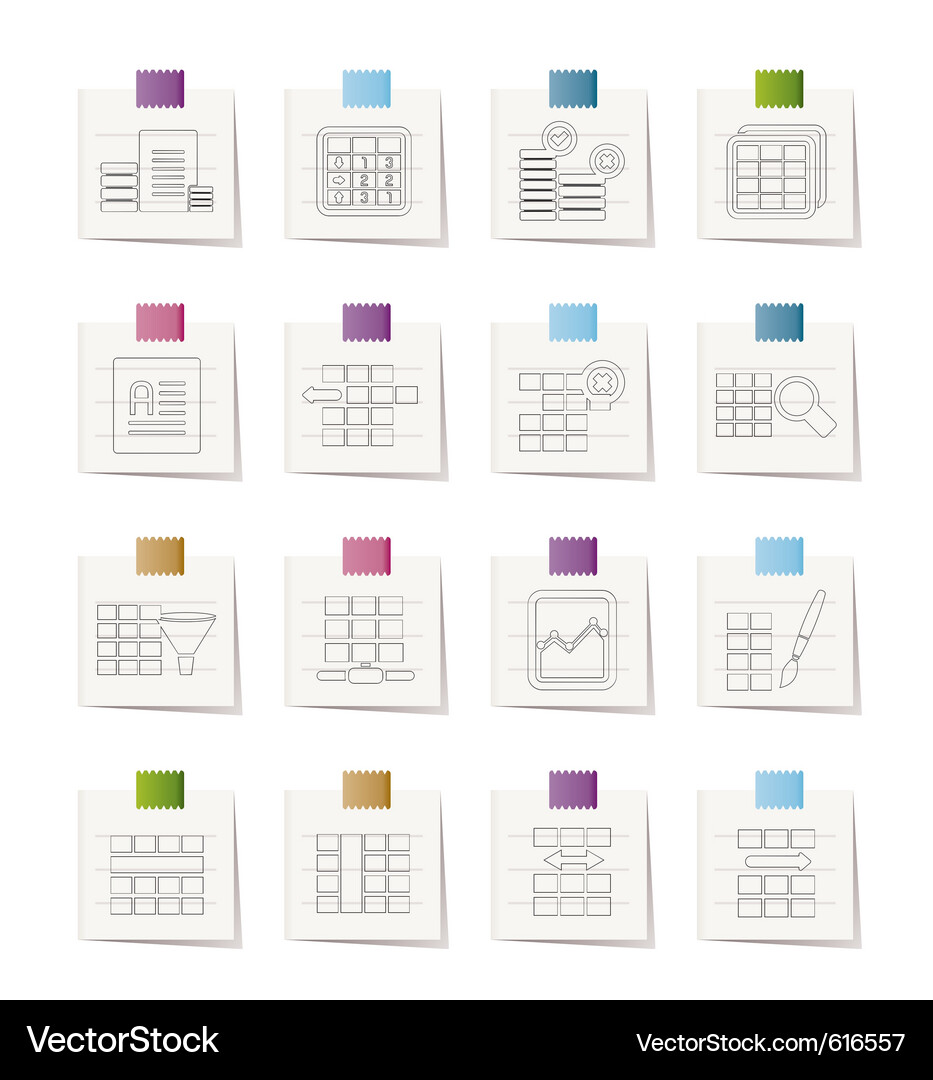 Table & Database Icons Vector Image