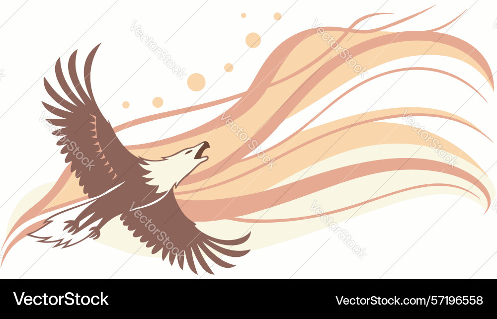 Dynamic eagle in flight with flowing abstract vector image