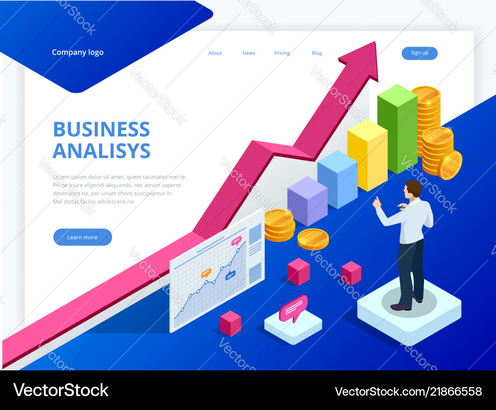 Isometric analysis data and investment stack Isometric analysis data and investment stack vector image