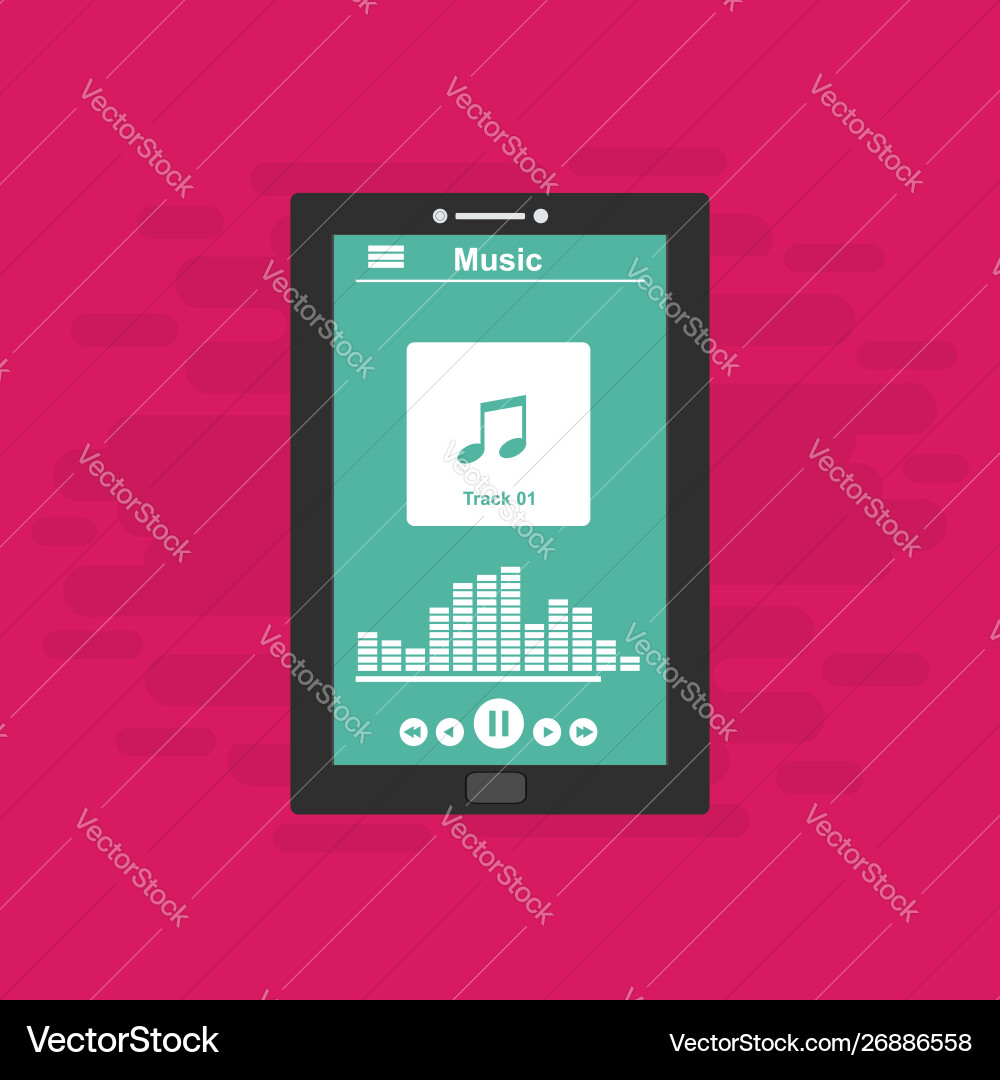 Media player application app template with flat Media player application app template with flat Vector Image