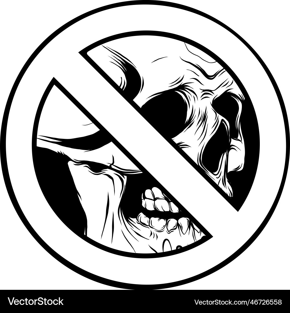 Monochrom kein Totenkopfschild auf weißem Hintergrund Monochrom kein Totenkopfschild auf weißem Hintergrund vektorbild