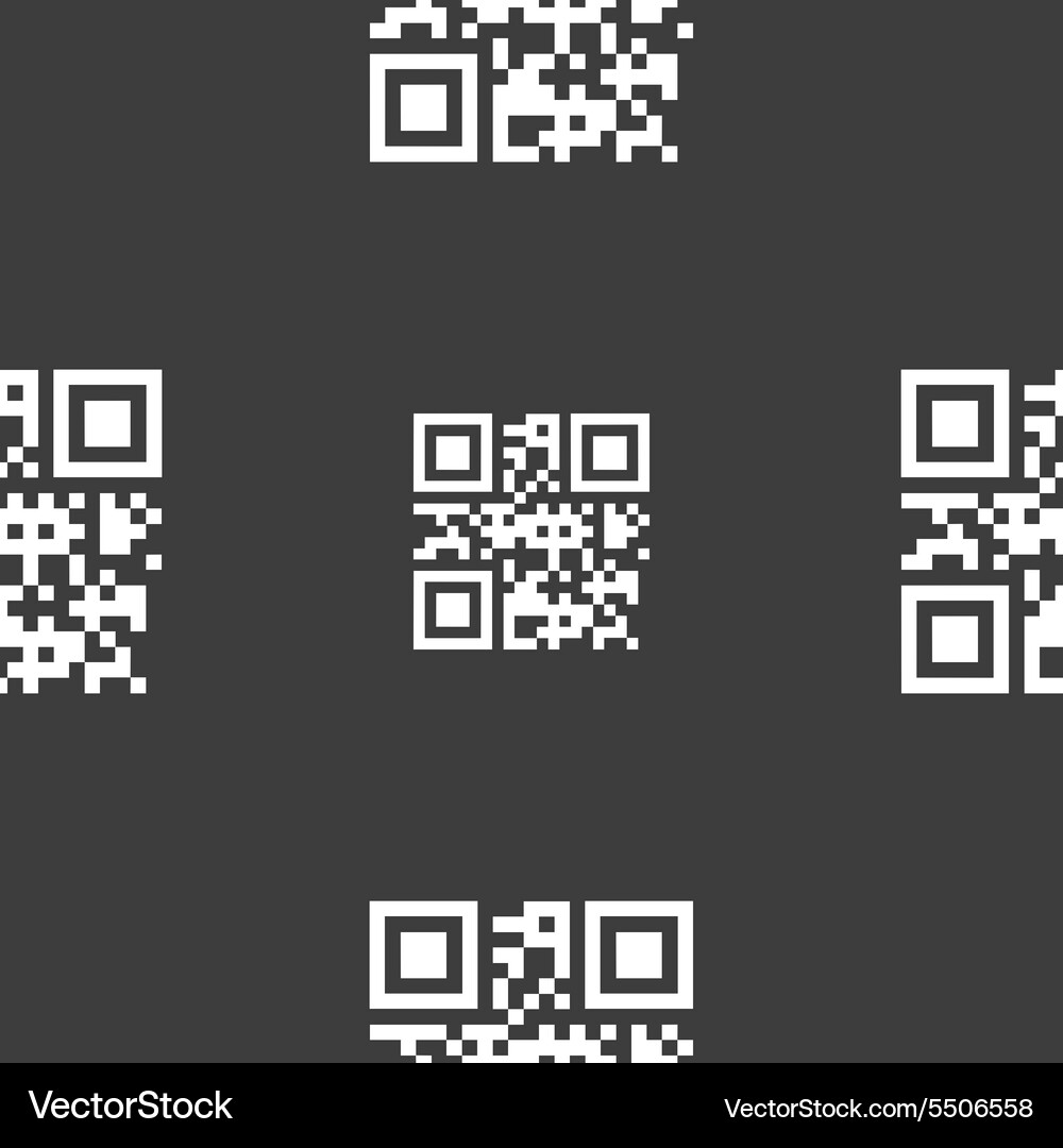 Qr code icon sign seamless pattern on a gray Vector Image