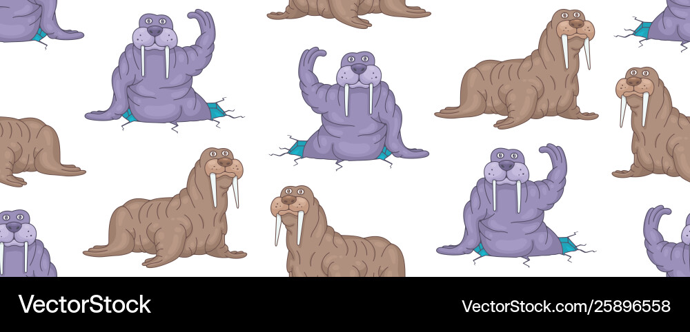 Seamless pattern with walruses vector image