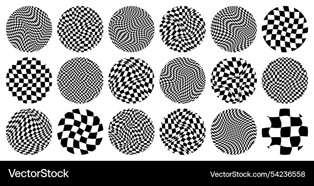 Trendy round checkered pattern distorted tiled Trendy round checkered pattern distorted tiled vector image