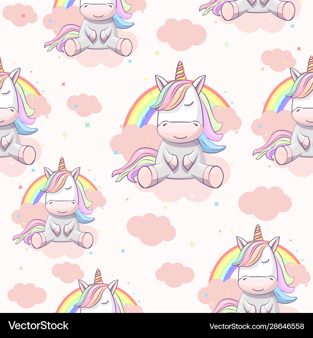 Unicorns on Clouds Pattern vector image