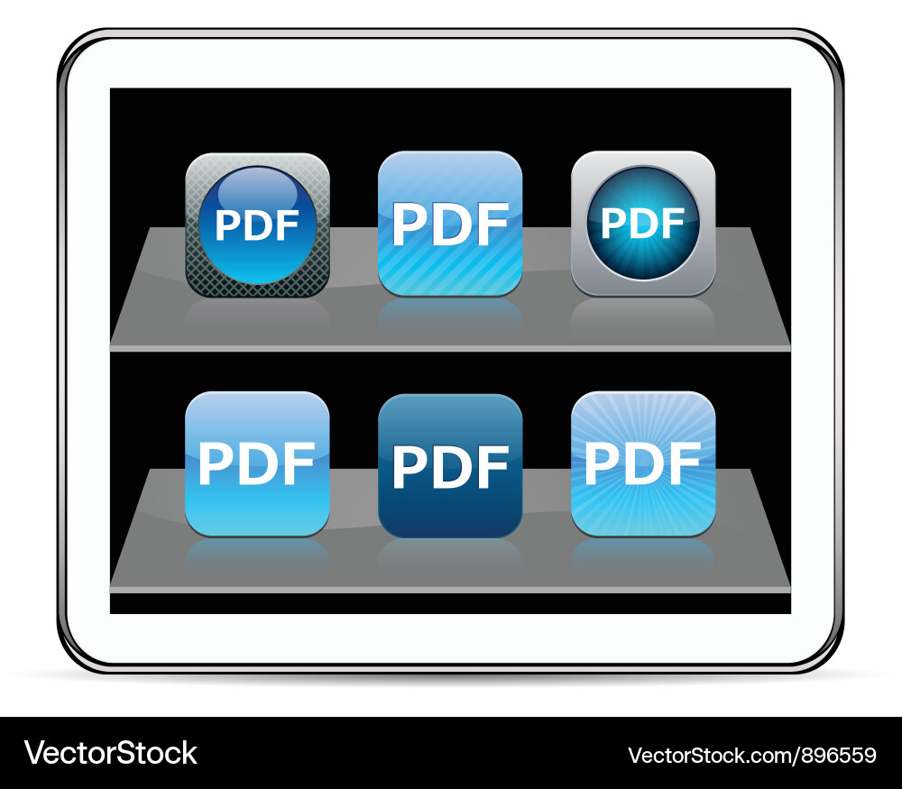 Blue App Icons - PDF Style Vector Image