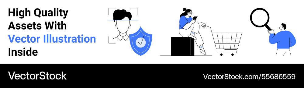 Digital security shopping and searching concepts vector image