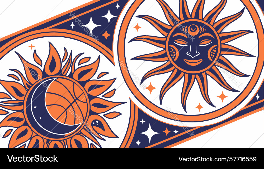 Exploding sun and moon pattern design generative vector image