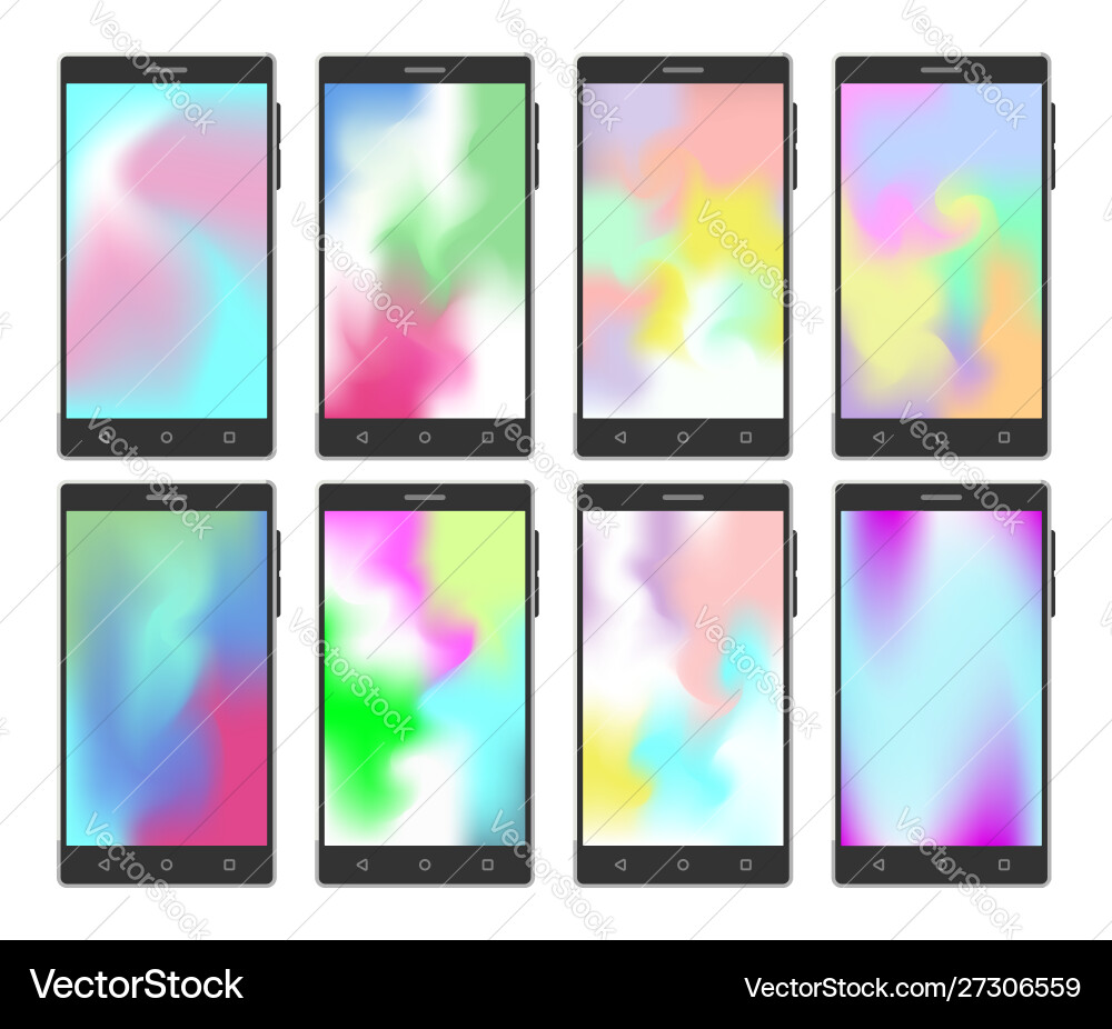 Handy-Set mit Gradientenmaschentapeten Handy-Set mit Gradientenmaschentapeten vektorbild