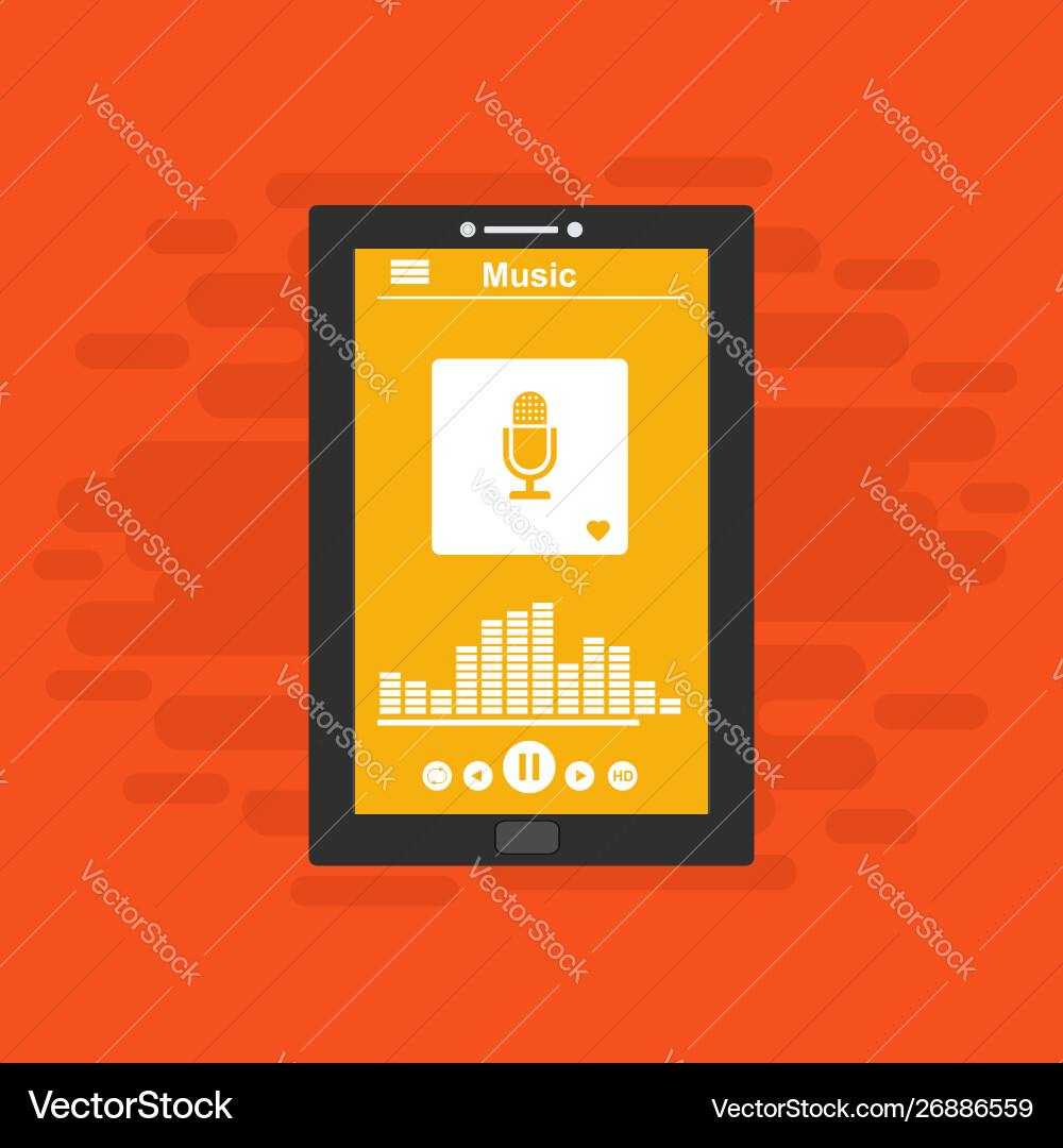 Media player application app template with flat Media player application app template with flat vector image