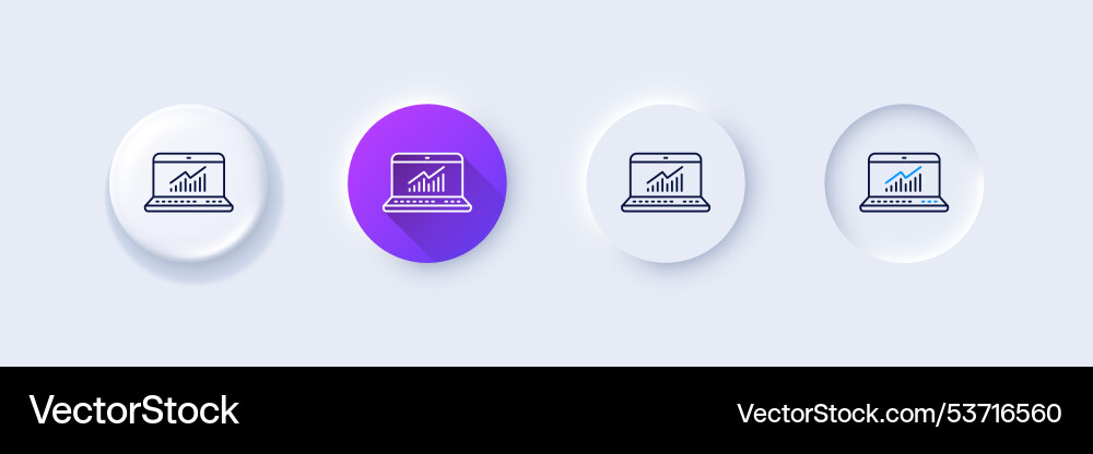 Data analysis and statistics line icon computer Data analysis and statistics line icon computer vector image