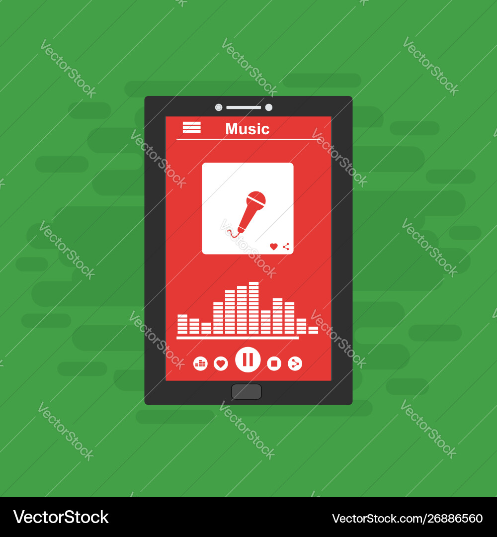 Media player application app template with flat Media player application app template with flat vector image