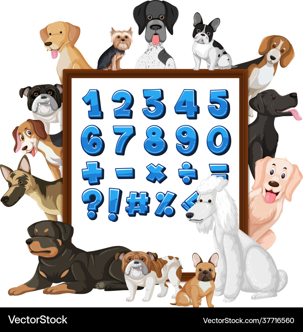 Number 1-10 and math symbols on a board with many Number 1-10 and math symbols on a board with many vector image