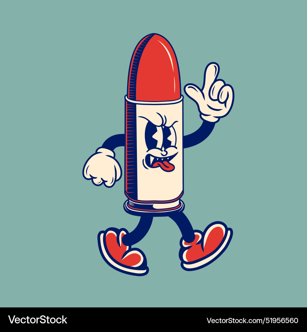 Retro character design of bullet weapon Vector Image