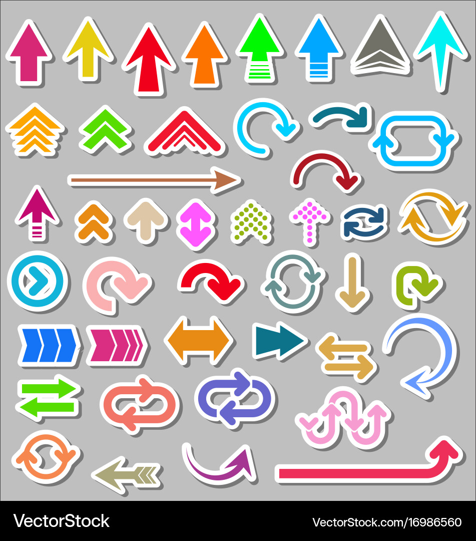 Set of arrow shapes isolated on gray background Vector Image