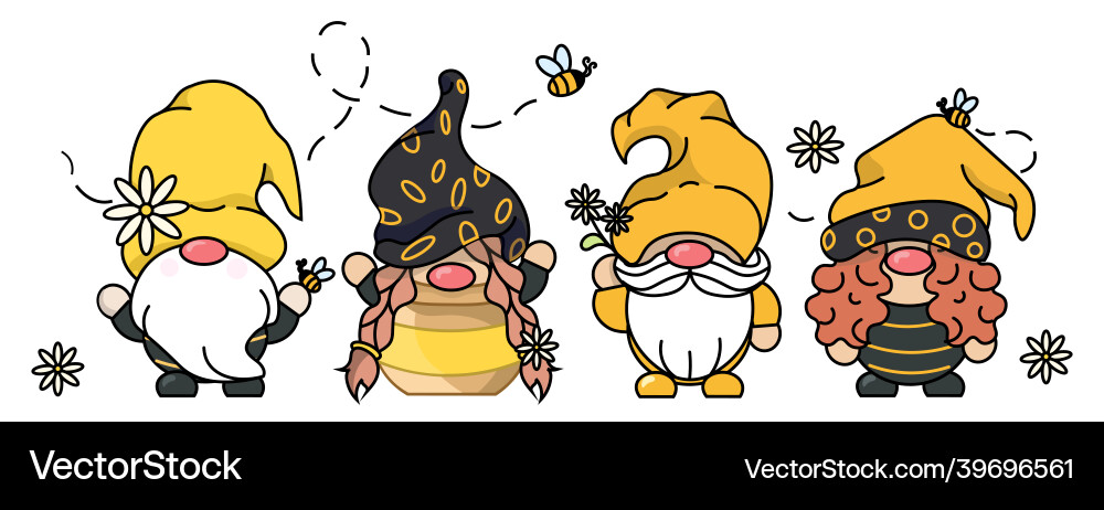 Adorable Bee Gnomes Adorable Bee Gnomes vector image