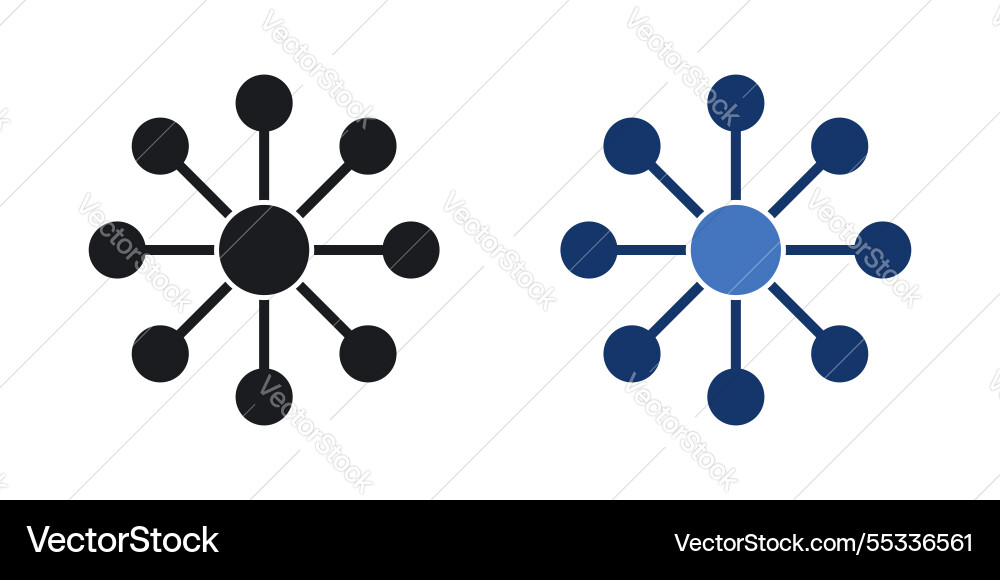 Chart connected icons set black and colored style Vector Image