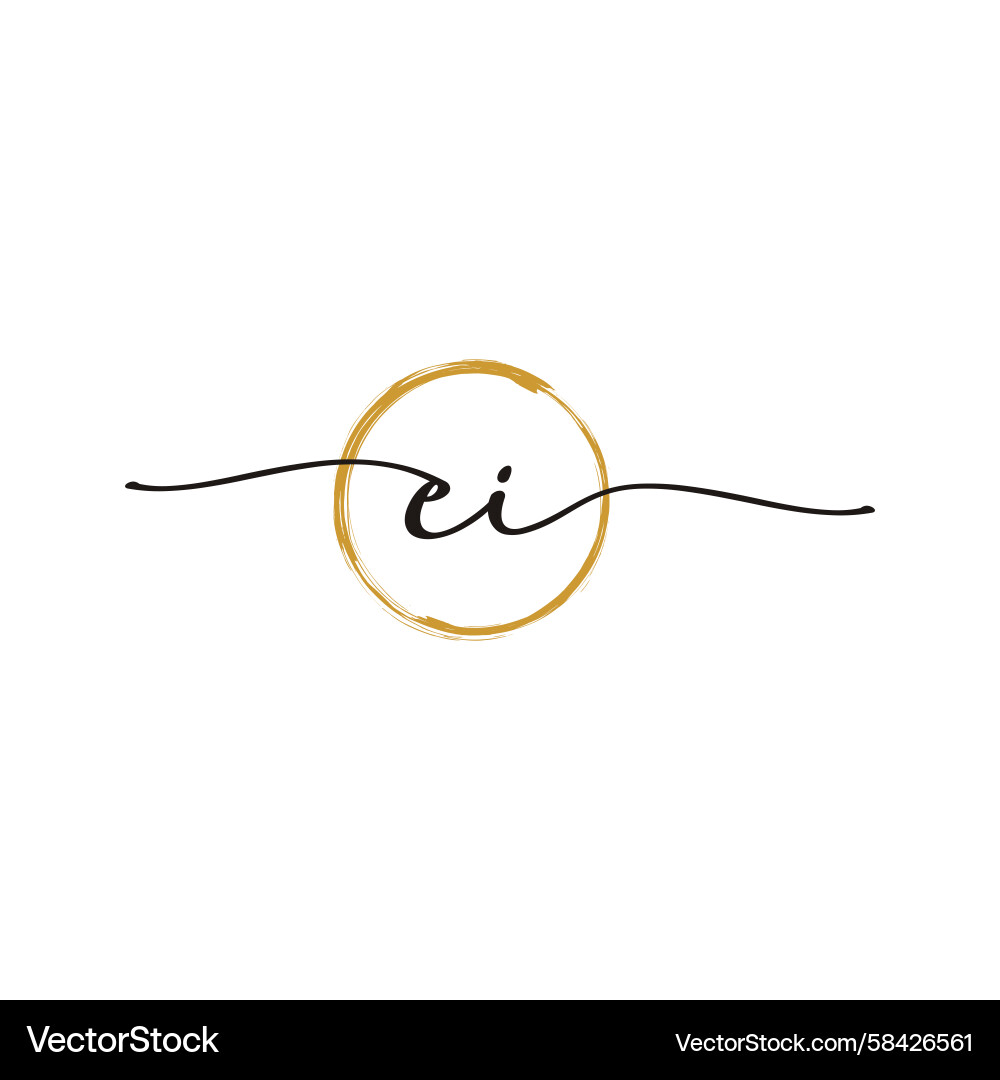 Elegant Initial Logo Template - E & I Script Vector Image