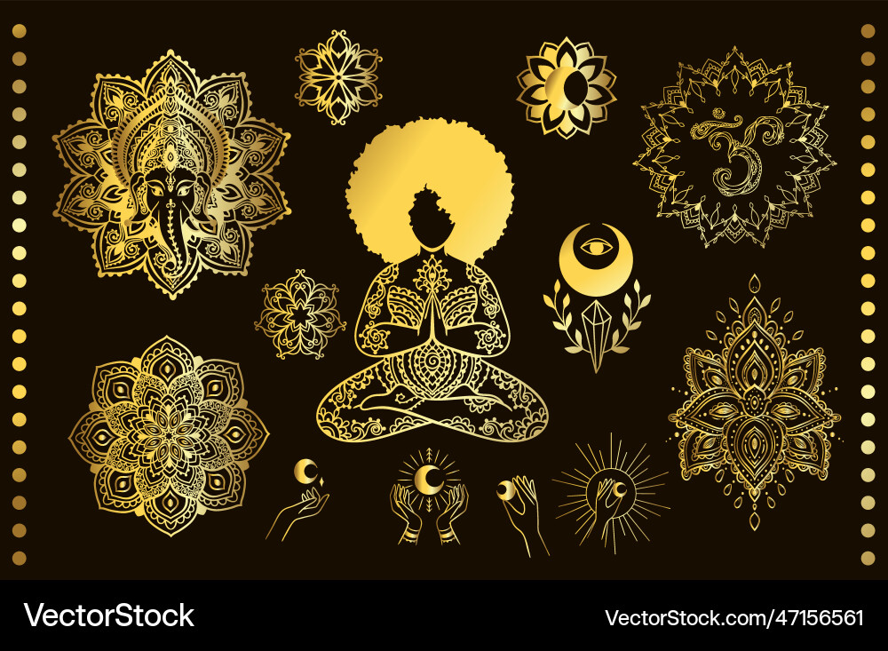 Lord ganesha yoga pose lotus chakra moon Lord ganesha yoga pose lotus chakra moon vector image
