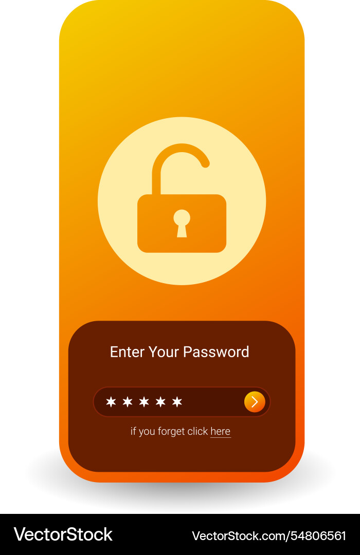 Password entry interface with unlock icon vector image