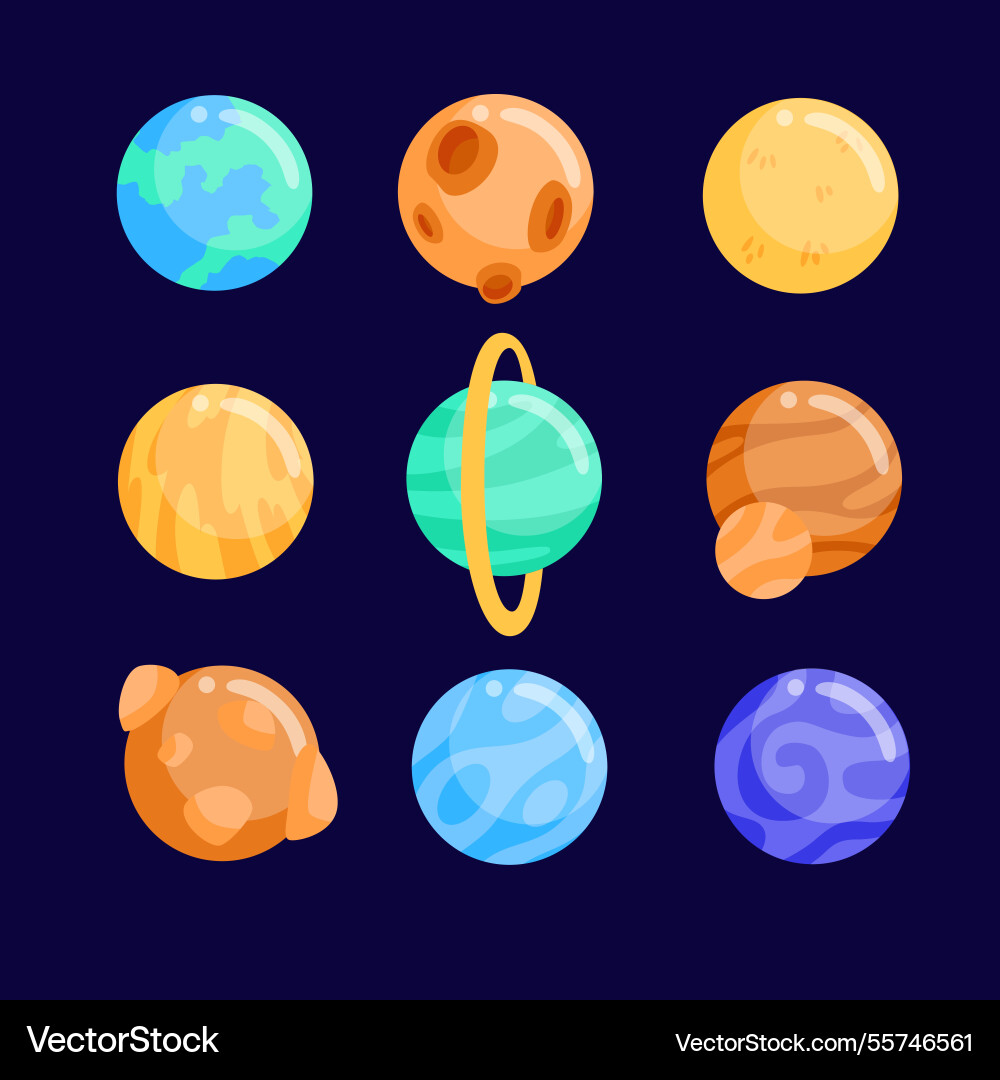 Set of colorful planets in the solar system Vector Image