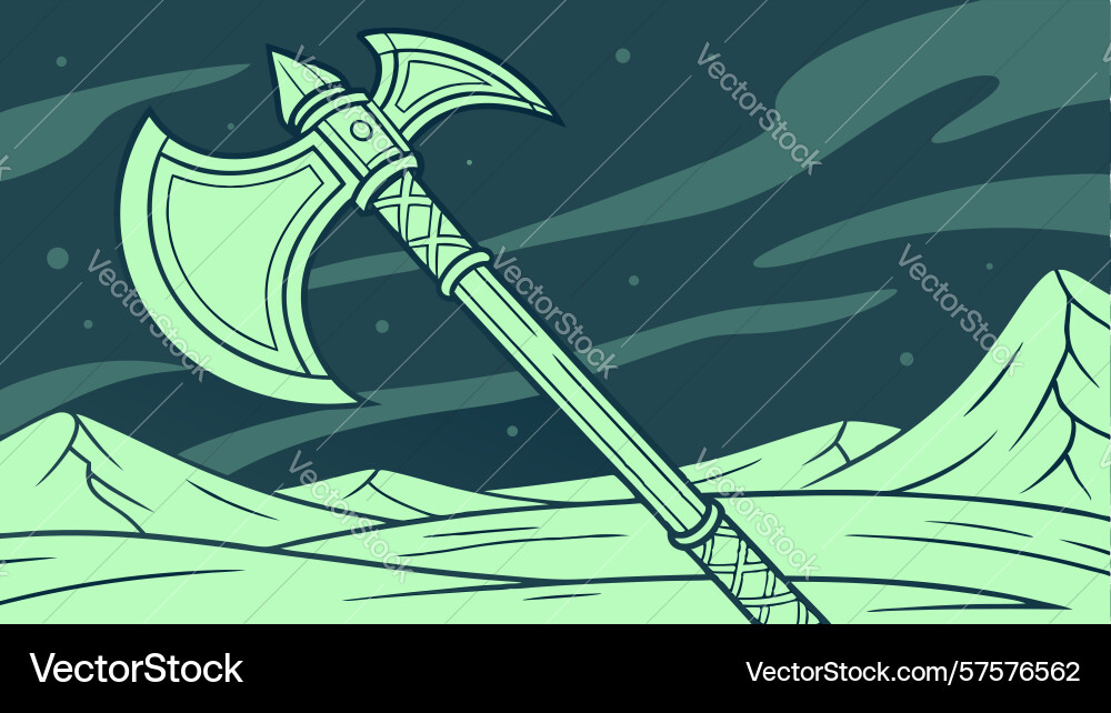 Axe and tree in arid landscape design generative Vector Image
