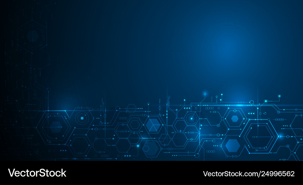 Circuit board and hexagons background vector image